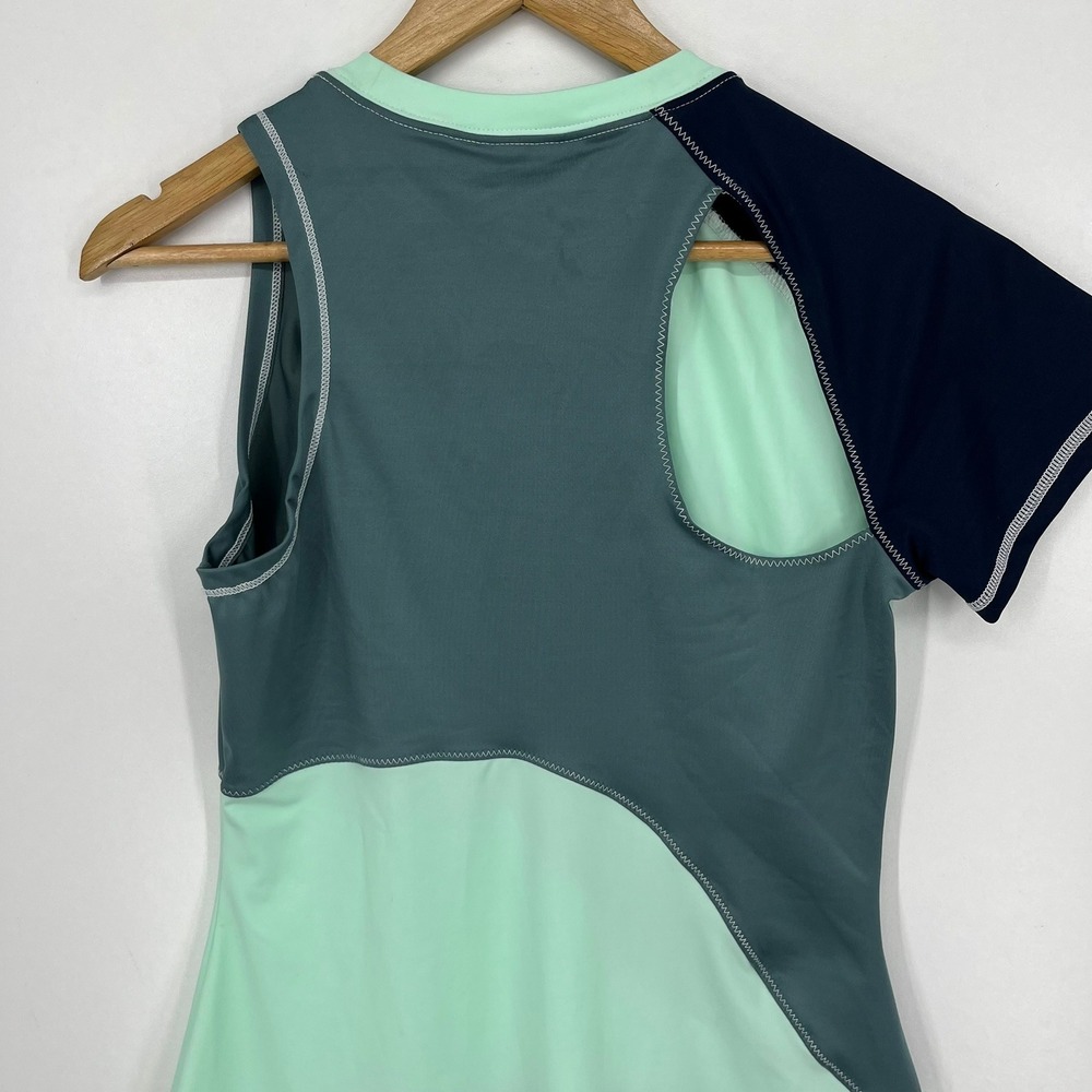 Nike Court Dri-FIT Slam Womens Tennis Dress Green Navy Asymmetrical Size L NWT - Picture 12 of 14